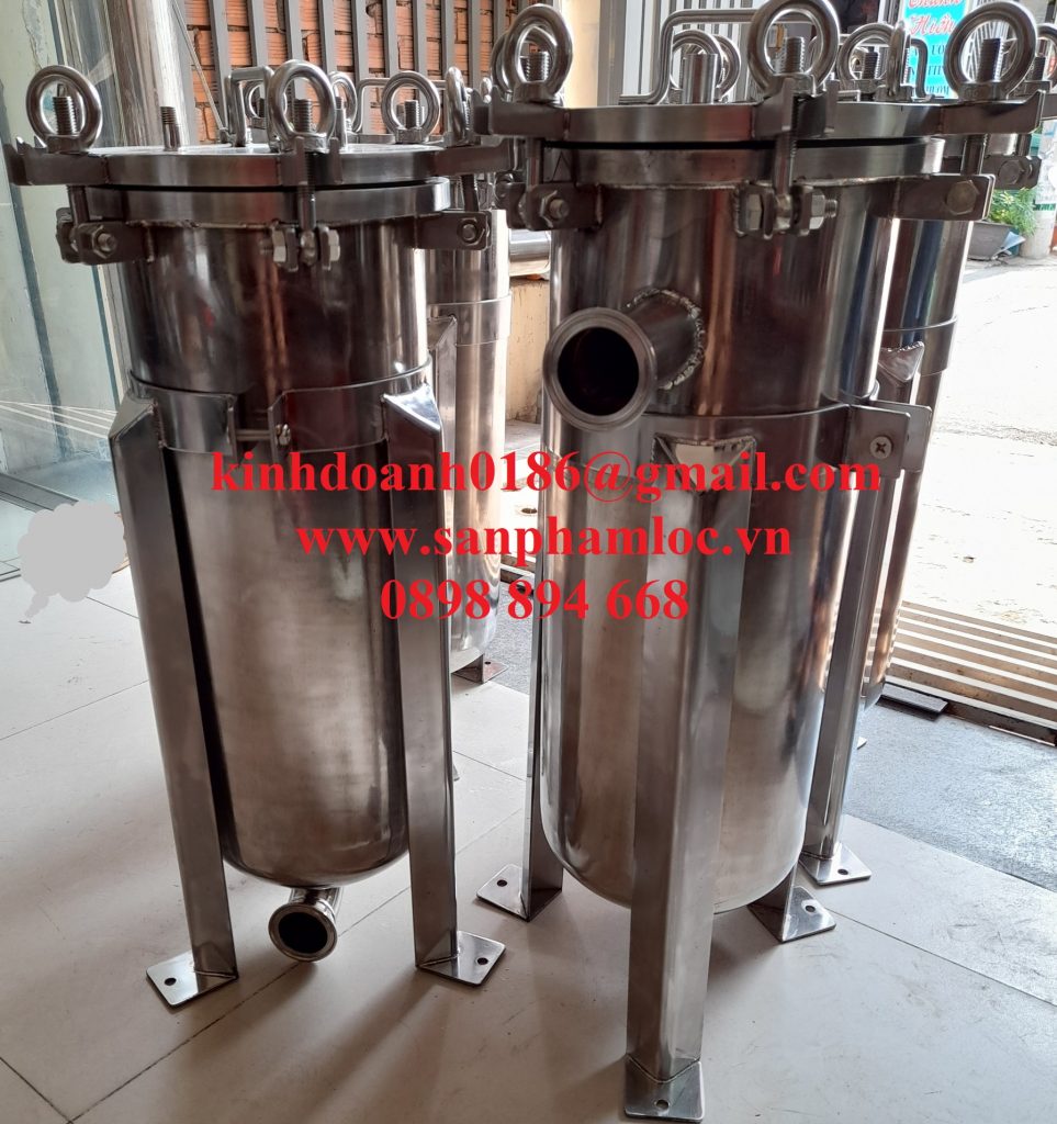 Bình lọc túi inox 304 size 1 kích thước 180x400mm lọc nước,
